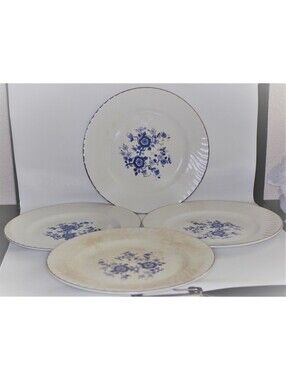 WEDGWOOD Royal Blue 7pc Plates Bowls*VTG England*Floral*Enoch*Tunstall
